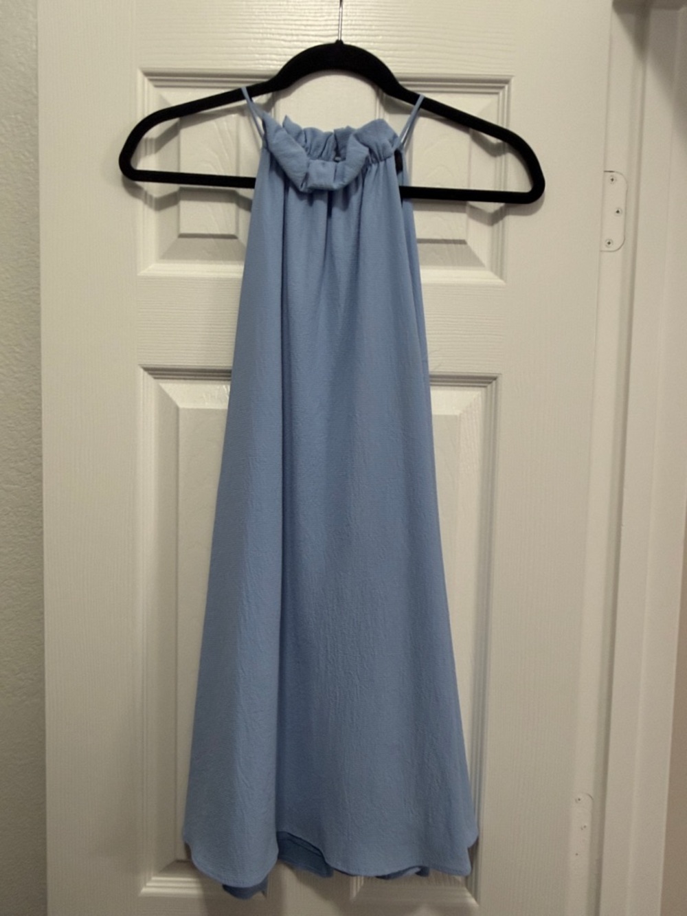 fab'rik Sky Blue Halter Dress with Gathered Neck